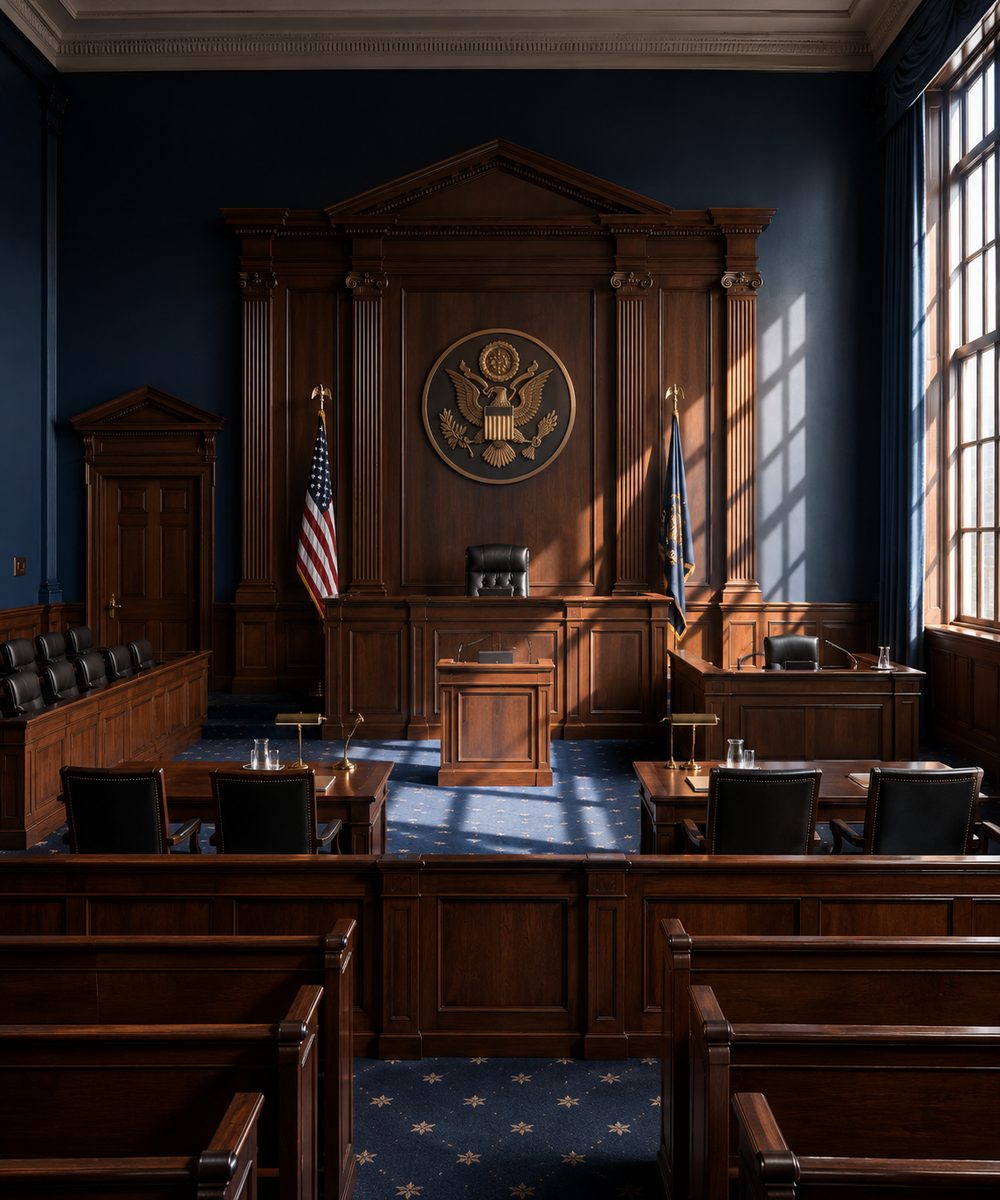 Federal courthouse architecture and courtroom context for RICO